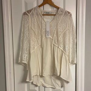 Badgley Mischka white lace top